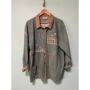 Vintage Teddi Women's Sage and Brown Fall Winter Cord Jacket Size 2x